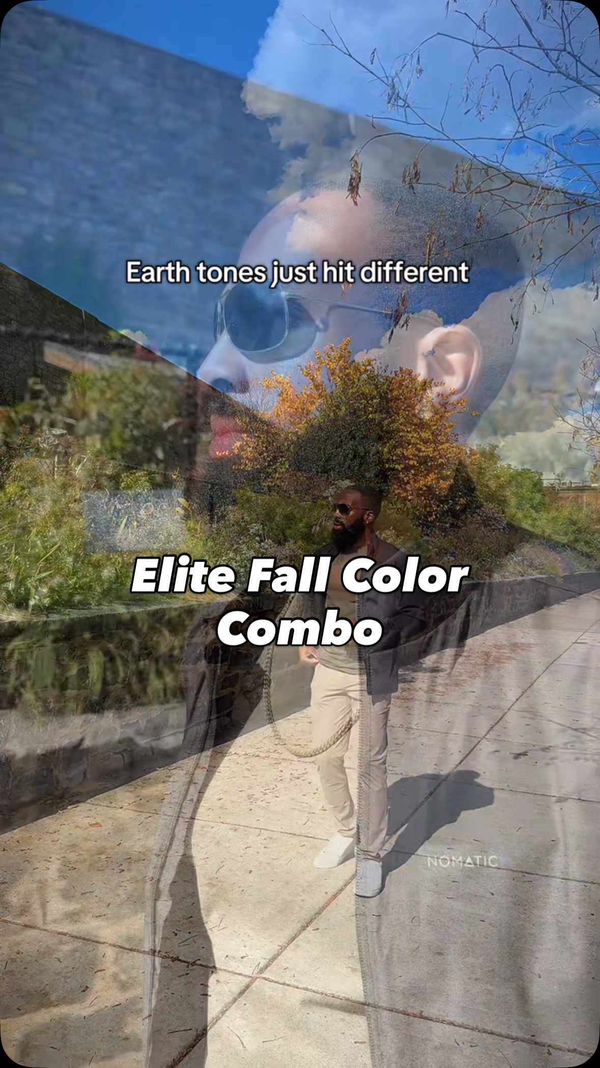 Instagram post by @caniceokereke for NOMATIC. Caption reads: [...] fall color combo. Brought to you by @nomatic....