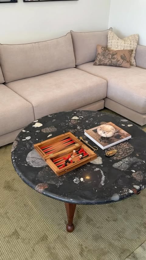 Instagram post by @daniklaric for West Elm. Caption reads: [...] human the living room she deserves with....