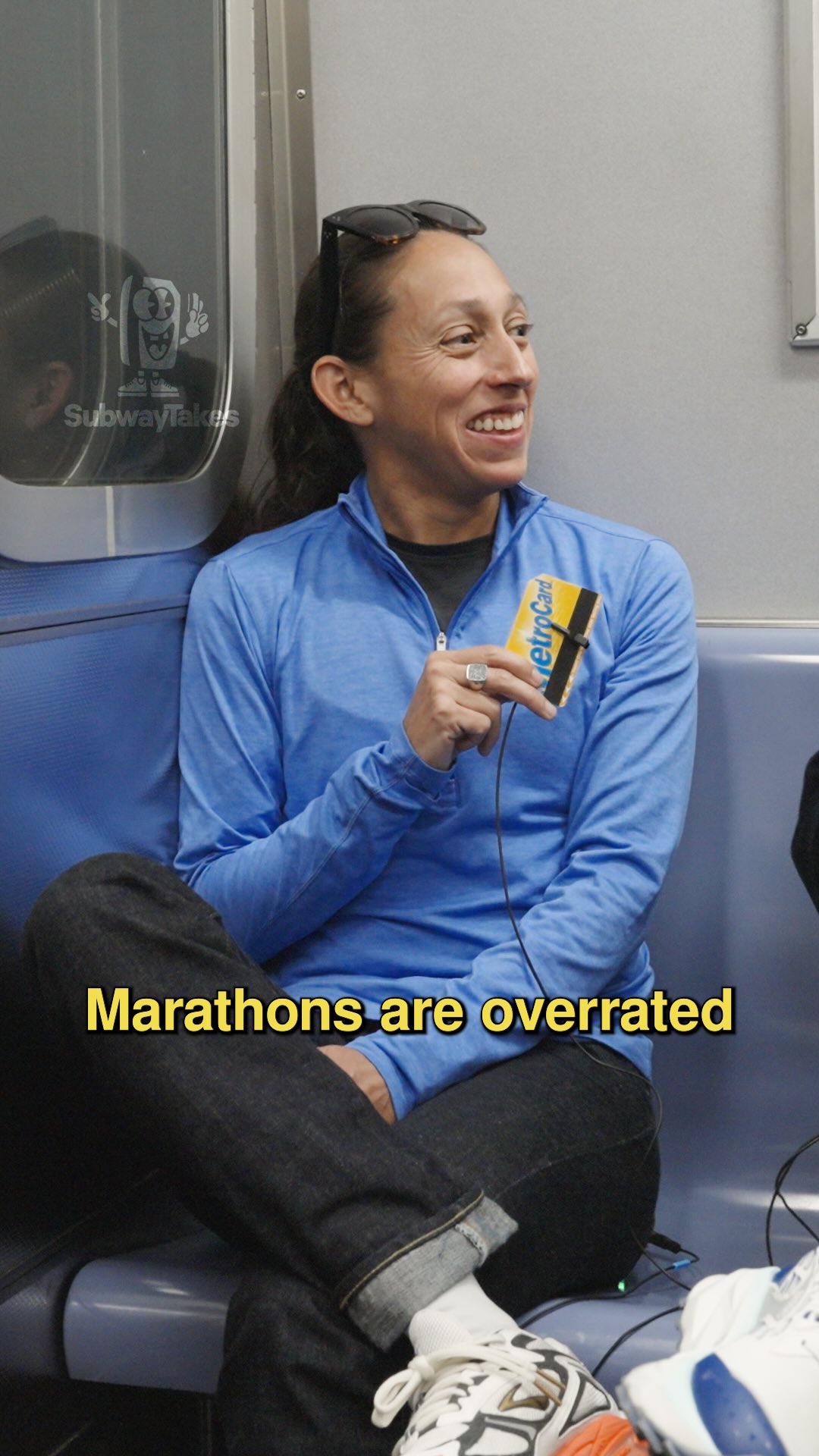 Instagram post by @subwaytakes for Brooks Running. Caption reads: Episode 539: Marathons are overrated!!  Feat....