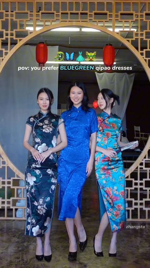 Instagram post by @zhangsta.io for Beth and Brian Qipao. Caption reads: [...] the dragon 🐲 code: zhangsta from....