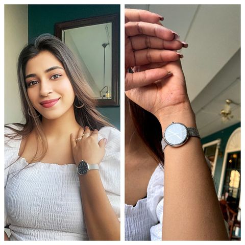 Instagram post by @eshita_mishra_ for SKAGEN. Caption reads: [...] CLOCK. DO WHAT IT DOES. KEEP GOING.........