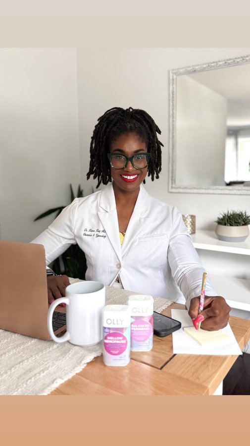 Instagram post by @drkiarraking for OLLY. Caption reads: [...] in perimenopause or menopause, @ollywellness....