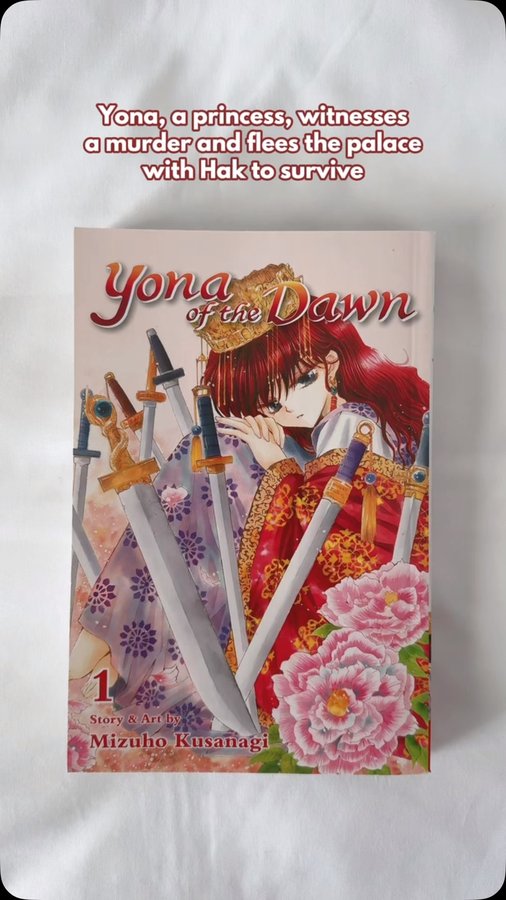 Instagram post by @viickyreads for VIZ. Caption reads: Yona of the Dawn Volume 1, a romantasy series you....