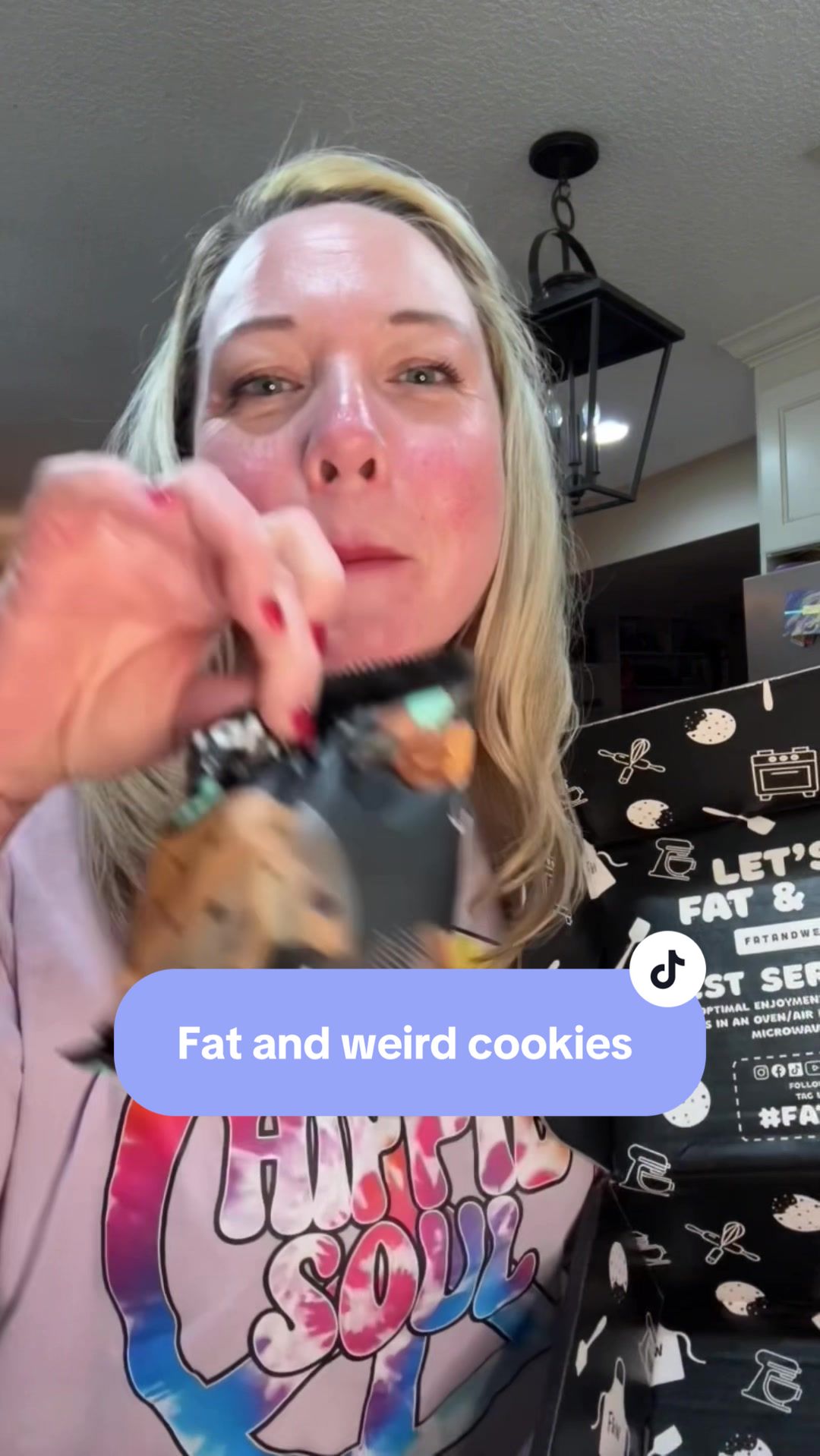 TikTok post by @shoppinwithamy for Fat & Weird Cookie. Caption reads: [...] “Why isn’t this better?” — these Fat & Weird....