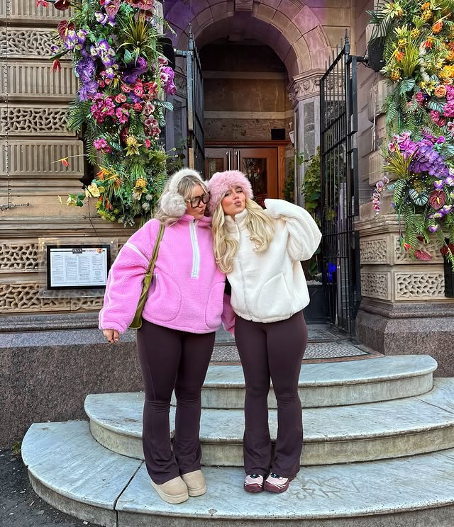 Instagram post by @abigailvancee for Gym+Coffee. Caption reads: cosy fleeces + coffee = always the vibe🎄💕✨....