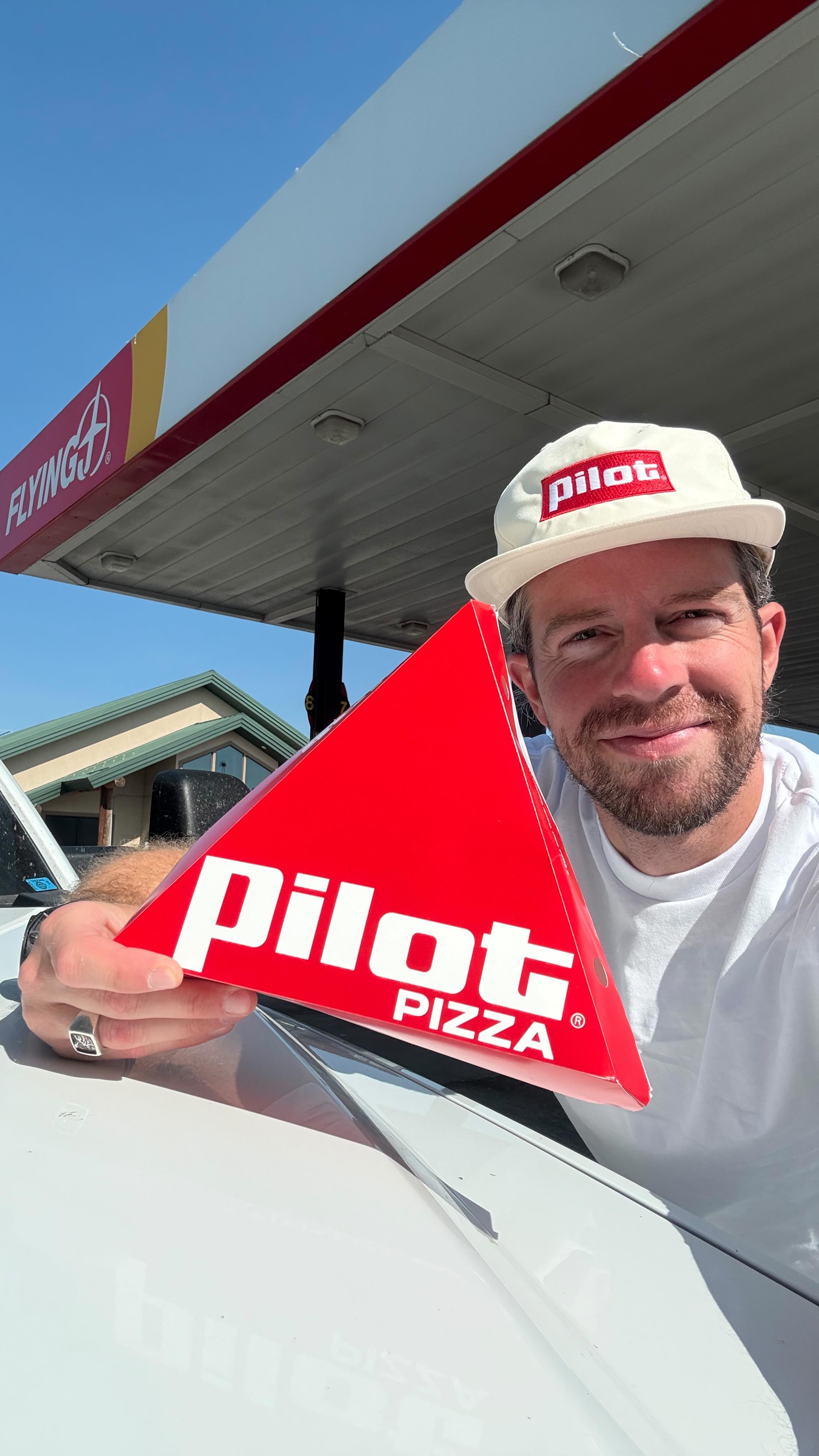 Instagram post by @thejurgys for Pilot Flying J. Caption reads: [...] with pit stops like this 🍕⛽️ @pilotflyingj....