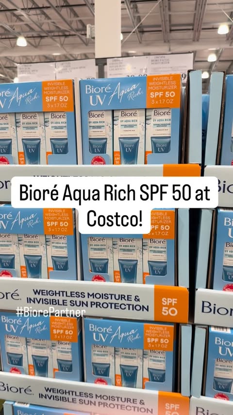Instagram post by @costcohotfinds for Bioré USA. Caption reads: I can’t believe this SPF is at @Costco! 🩵....