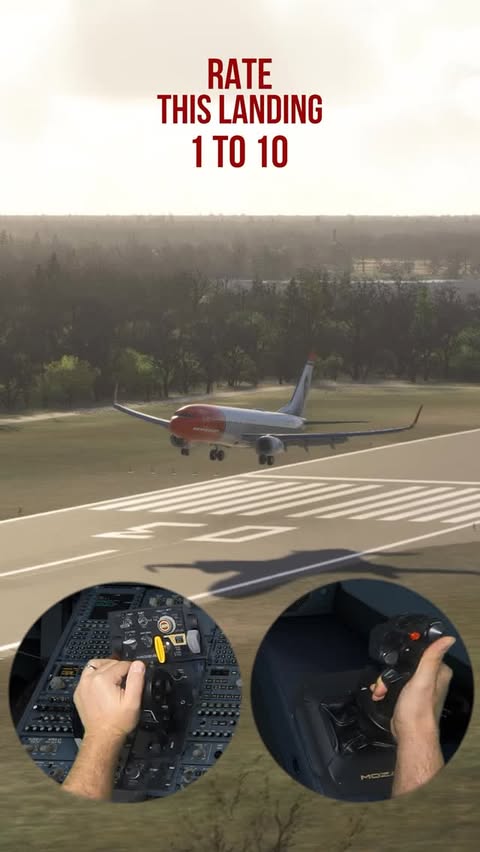 Instagram post by @feelrealsimulation for MOZA Racing. Caption reads: Eindhoven Landing - Boeing 737-800 | Moza Flight....