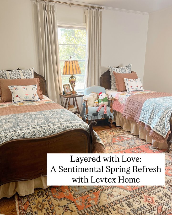 Instagram post by @brittanyshepard for Levtex Home. Caption reads: [...] the thoughtful layers. With help from....