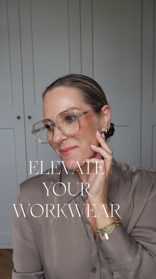 Instagram post by @rutlandgirlfashionstyle for IZIPIZI. Caption reads: [...] office wear with the new range from @izipizi....