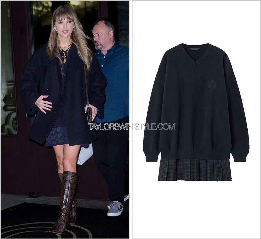 Instagram post by @taylorswiftstyled for Balenciaga. Caption reads: Out and about | New York City, NY | November 3,....
