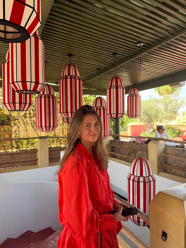 Instagram post by @madeliefscheff for LOAVIES. Caption reads: Marrakesh met papa❤️ Red dress @loavies....
