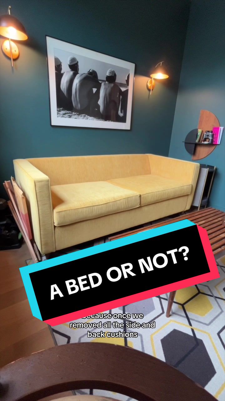 TikTok post by @back.to.the.studs for LG USA. Caption reads: Would you skip having a real bed in your guest....