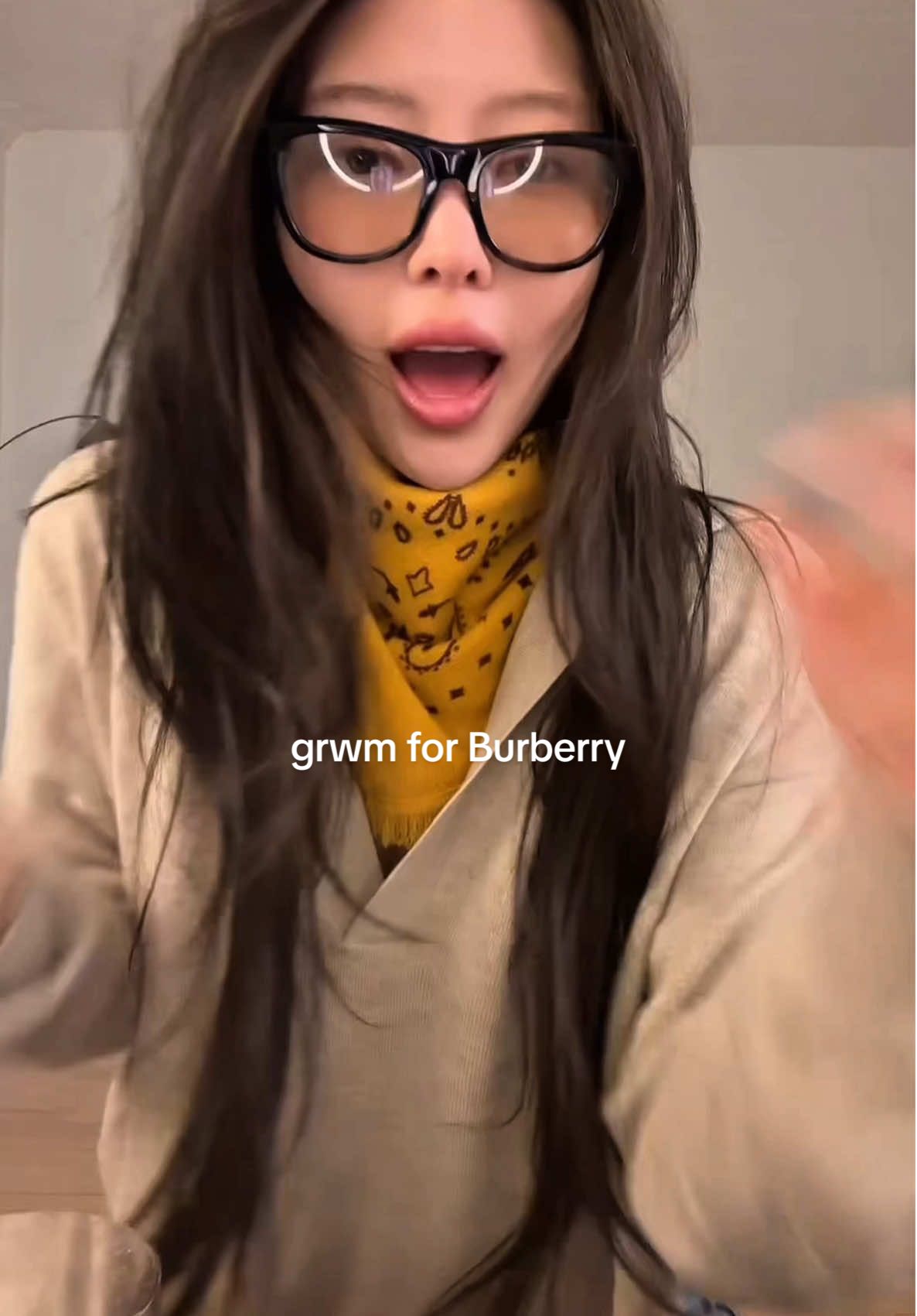 TikTok post by @skyelarchase for Burberry. Caption reads: @Burberry omw ! 😂.