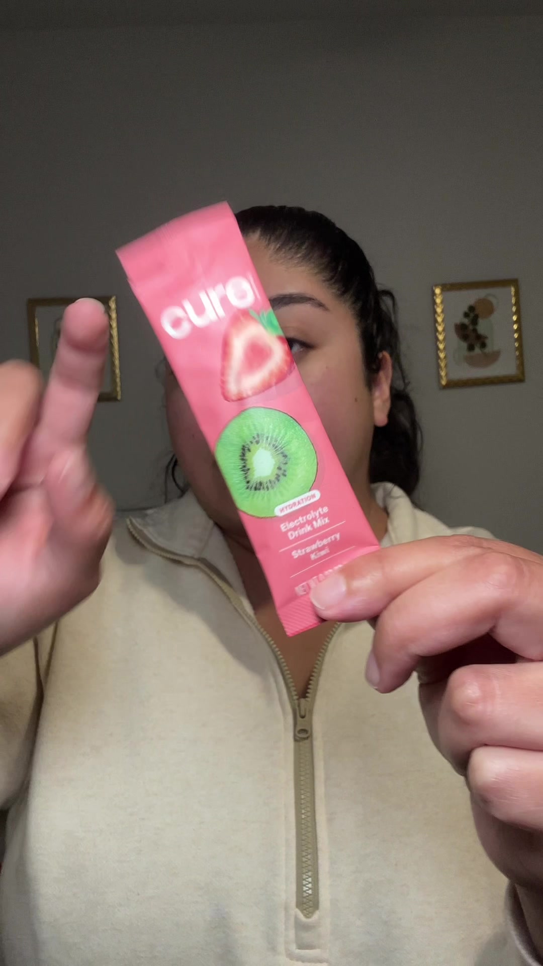 TikTok post by @luluxv.xo for Cure Hydration. Caption reads: gifted by Cure Hydration @CureHydration 🍓🥝 for....