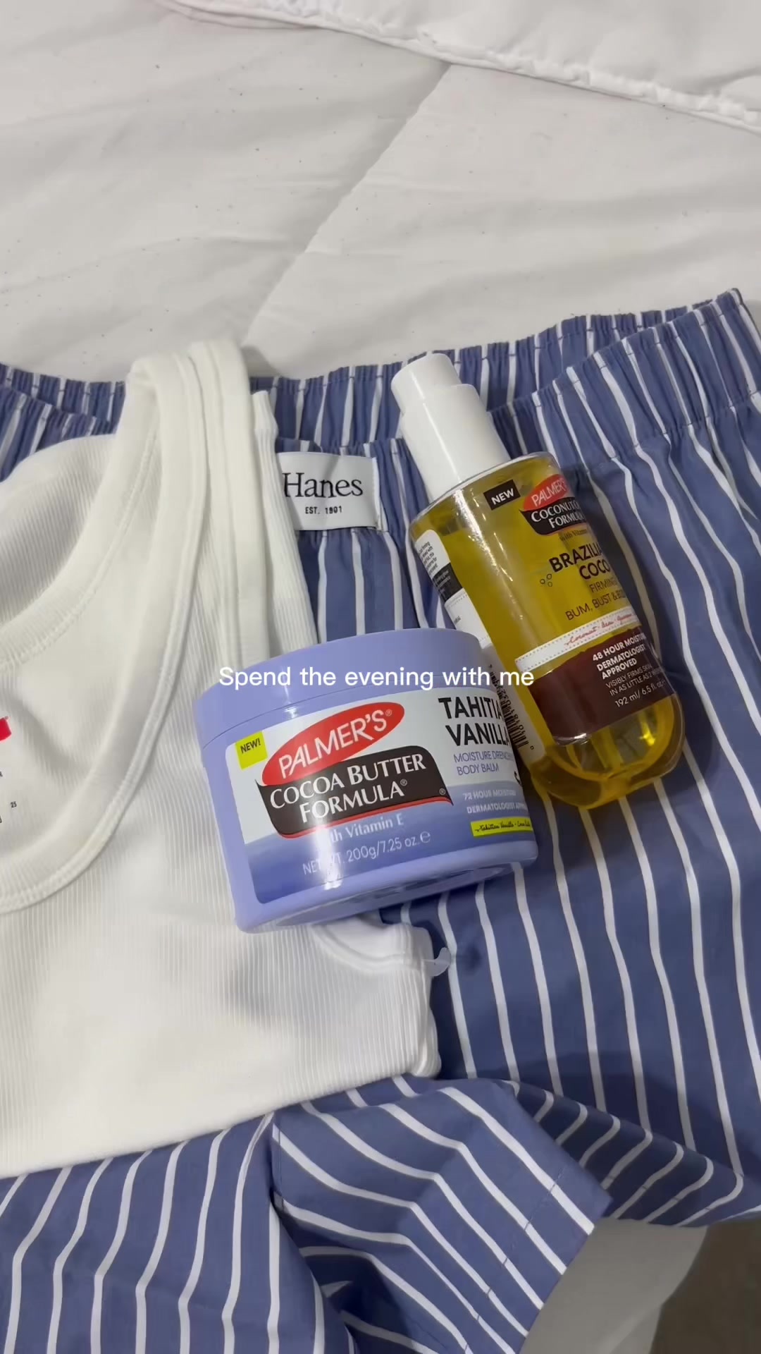 TikTok post by @camilleee444 for Donna Karan New York. Caption reads: Goodnight 🧼😴✨ @OLIPOP @Palmer's @Kiehl's Since....