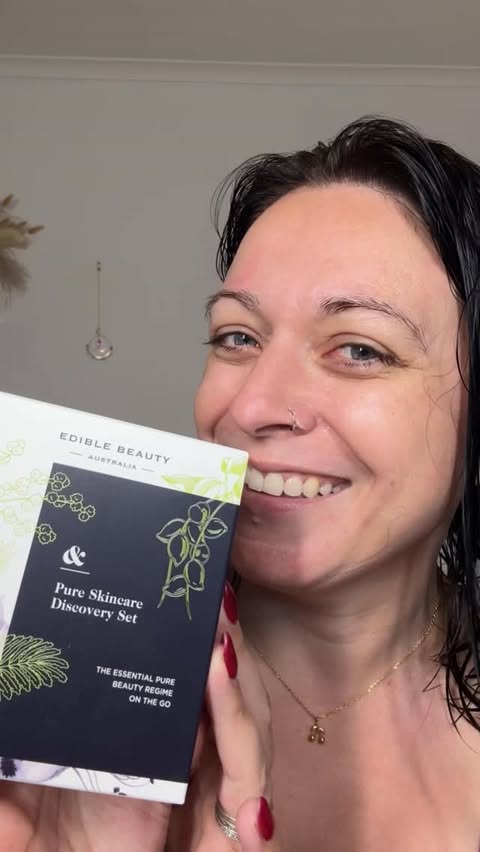Instagram post by an influencer for Edible Beauty Australia. Caption reads: 🤍🤍🤍🤍🤍🤍🤍🤍🤍 Edible Beauty Pure Skincare....