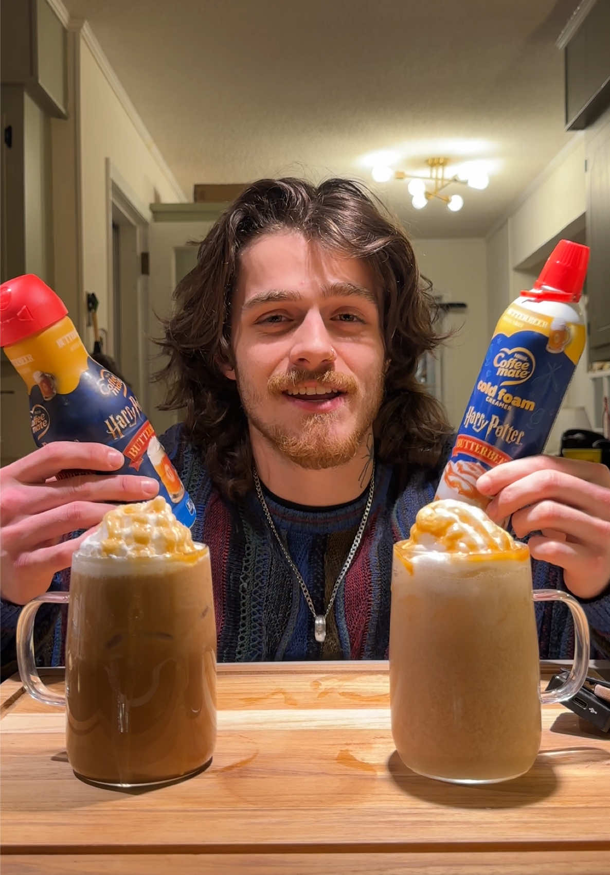 TikTok post by @lothedad for Coffee Mate. Caption reads: #coffeematepartner Butterbeer creamer is the [...].