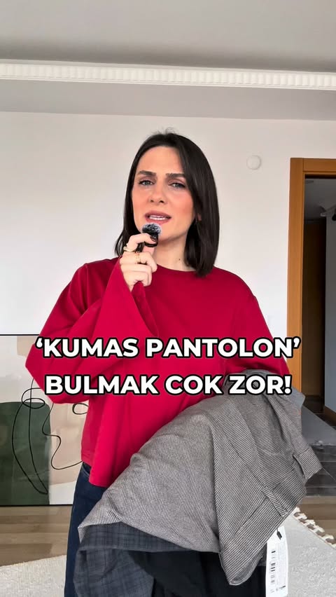 Instagram post by @hilalkaraonn for Trendyolmilla. Caption reads: [...] “ocak reels”te✨ kumas pantolonlar:....