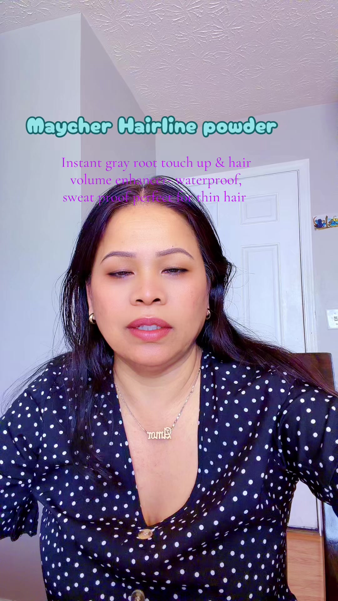 TikTok post by @sabeenapousap for MAYCHEER Beauty US. Caption reads: [...] la#sweatproofwaterproof#forThinhair@MAYCHEER....