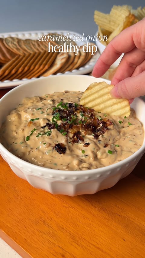 Instagram post by @plantyou for Icelandic Provisions. Caption reads: 😍🧅High Protein Caramelized Onion Dip with....