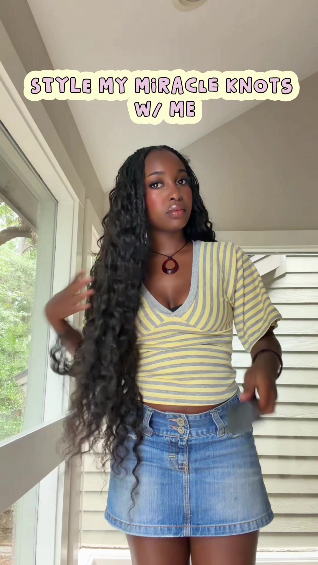 TikTok post by @1mjustagirl._ for Mscoco Hair. Caption reads: 😚💝💝#mscocohair #loosedeepwave #crochethair....