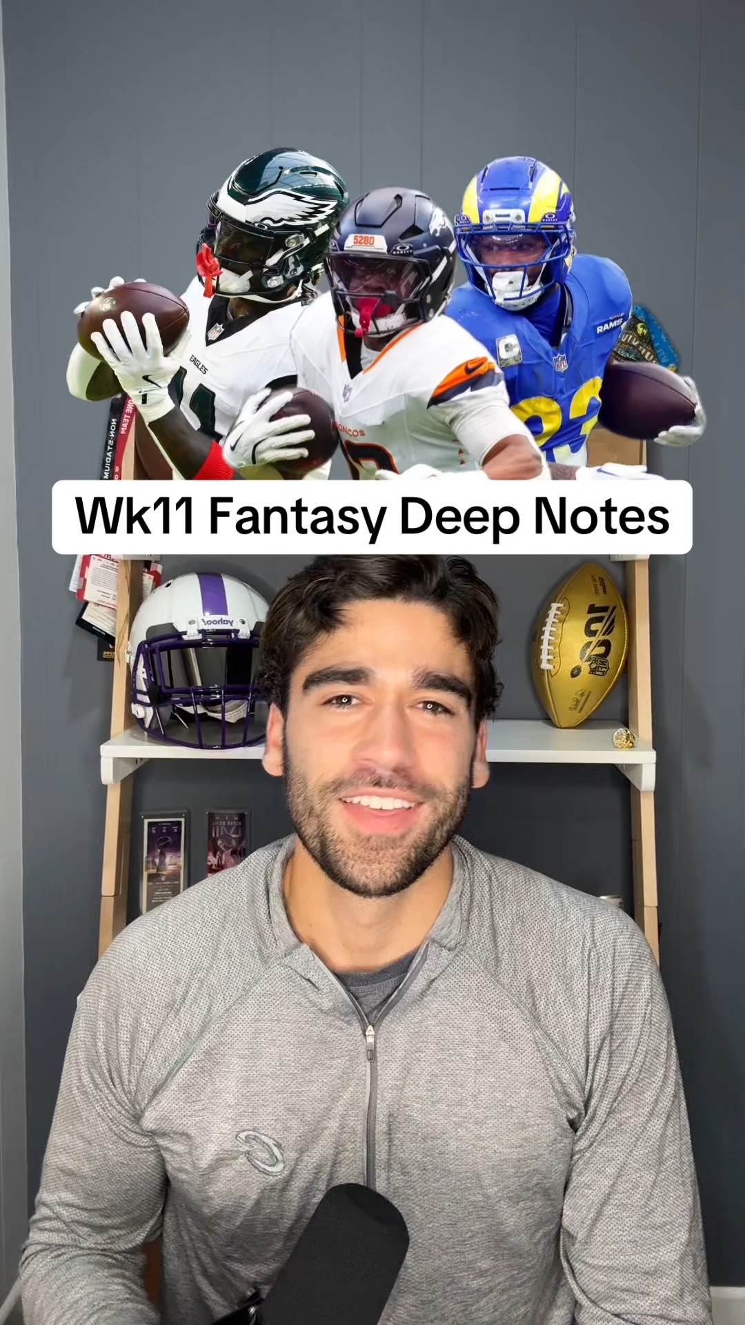 Instagram post by @joelsmythfantasy for Yahoo. Caption reads: The fantasy deep notes to know for Week 11 👀.