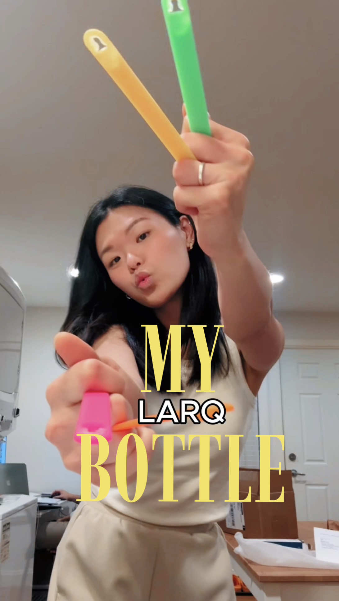 TikTok post by @livewithsamantha for LARQ. Caption reads: Thank you @LARQ for believing in me :) #sponsor ....