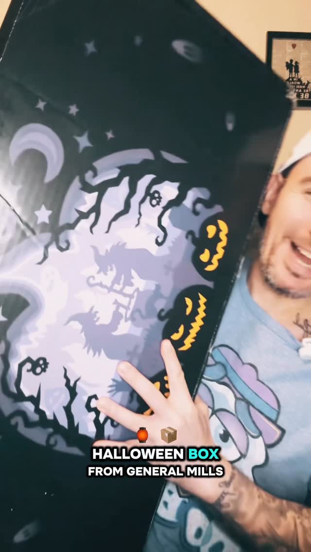 Instagram post by @markie_devo for General Mills. Caption reads: Unboxing General Mills Halloween....