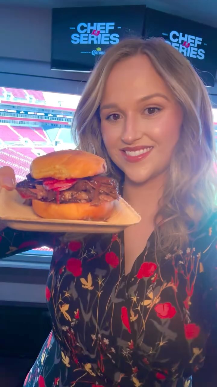Instagram post by @eatwithalyssa for Corona USA. Caption reads: Come with me to the @buccaneers Chef Series....