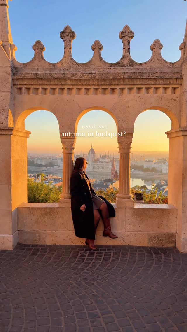 Instagram post by @takemyhearteverywhere for Marriott Bonvoy. Caption reads: 🍁 Budapest in autumn is pure magic - golden....