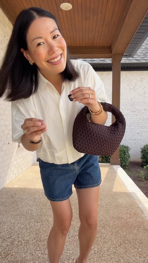 Instagram post by @rosalogan_ for ana luisa. Caption reads: [...] bracelets @onequince ring* @analuisany....