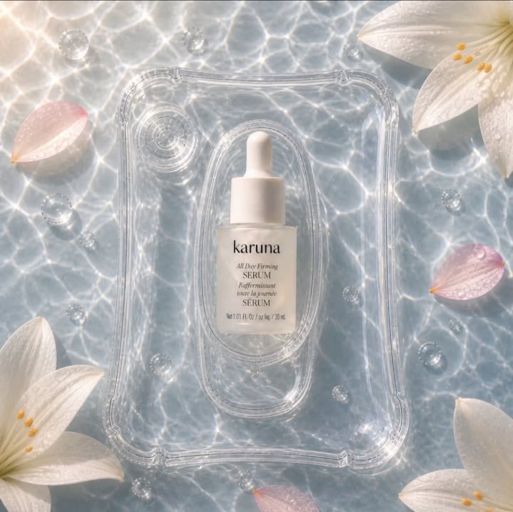 Instagram post by @anne.whitney.1229 for Karuna Skin. Caption reads: Karuna Skincare 🫧💧NEW FROM @karunaskin All Day....