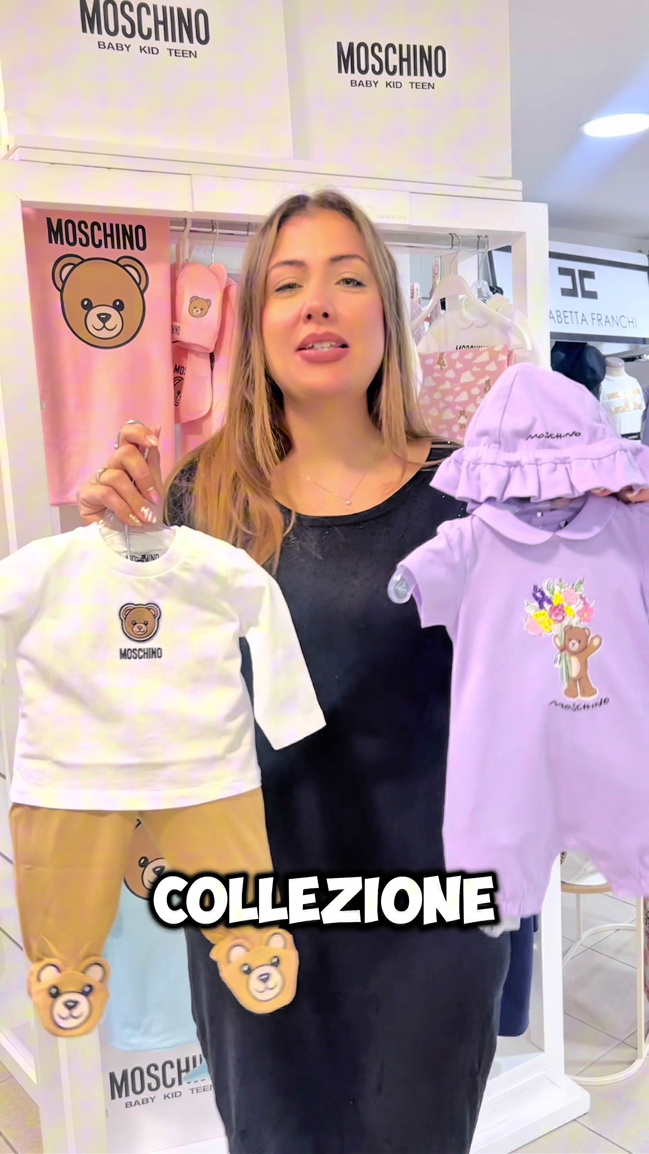 TikTok post by @migotex for Moschino. Caption reads: [...] Primavera Estate 2026 @Moschino Ordini....