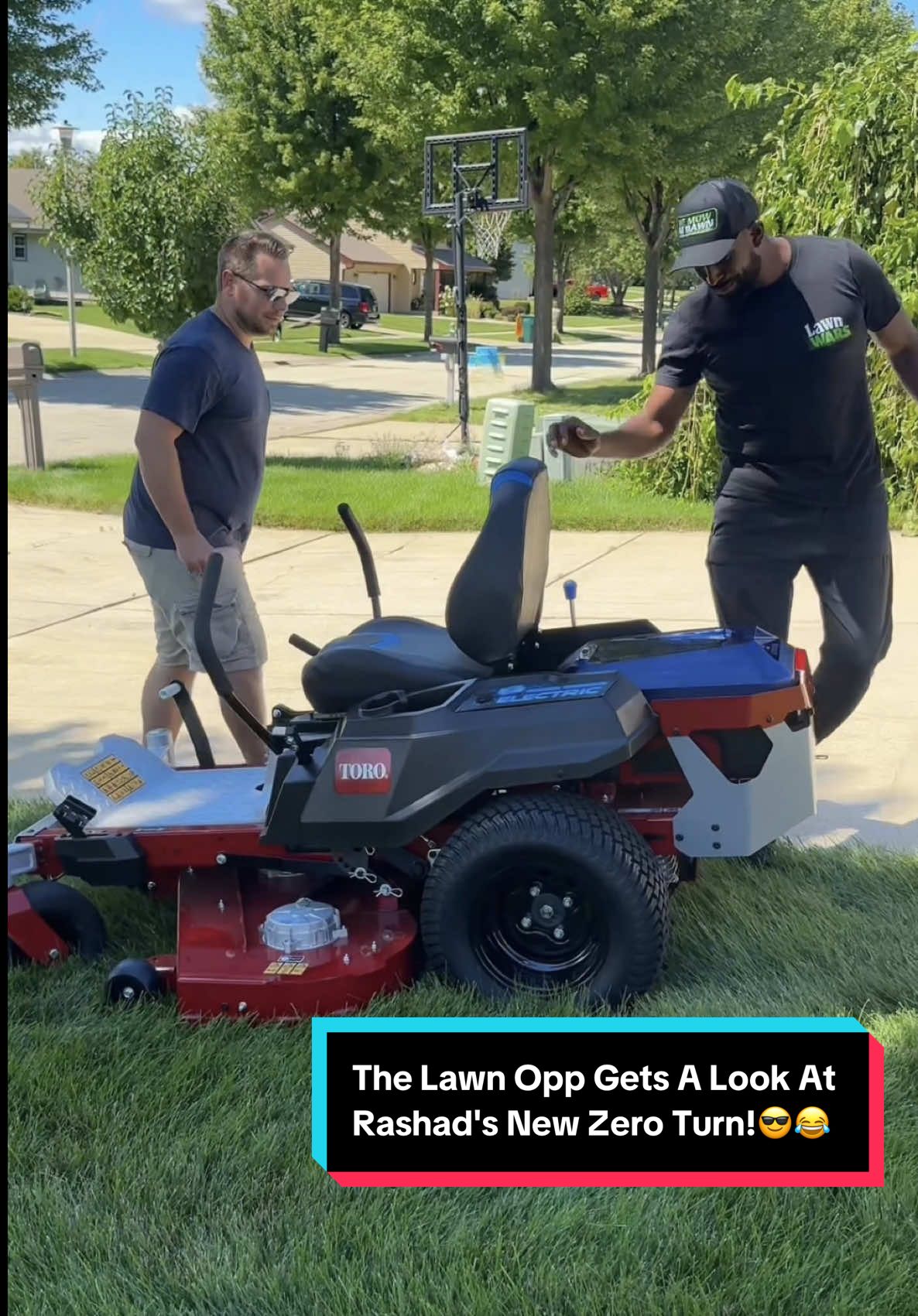 TikTok post by @caseyandrashad for Progressive. Caption reads: [...] #Toro60V #lawnguy @HGTV @Nike @Progressive....