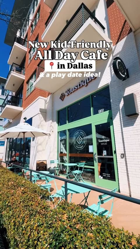 Instagram post by @dallasfunfam for Toastique. Caption reads: [...] ALL DAY CAFE IN UPTOWN DALLAS: @toastique 🌟....