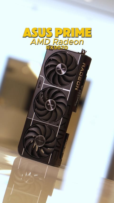Instagram post by @archetype_origins for AMD. Caption reads: [...] a New Radeon GPU... RX 9070 GRE #asus #amd....