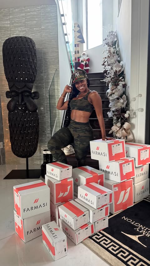 Instagram post by @coachstormy for Farmasi. Caption reads: This is what it looks like to work from home..Iam....