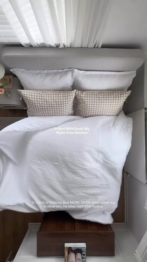 Instagram post by @alychafaith for DUSK. Caption reads: [...] night time routine 🌙 You can save 10% on....