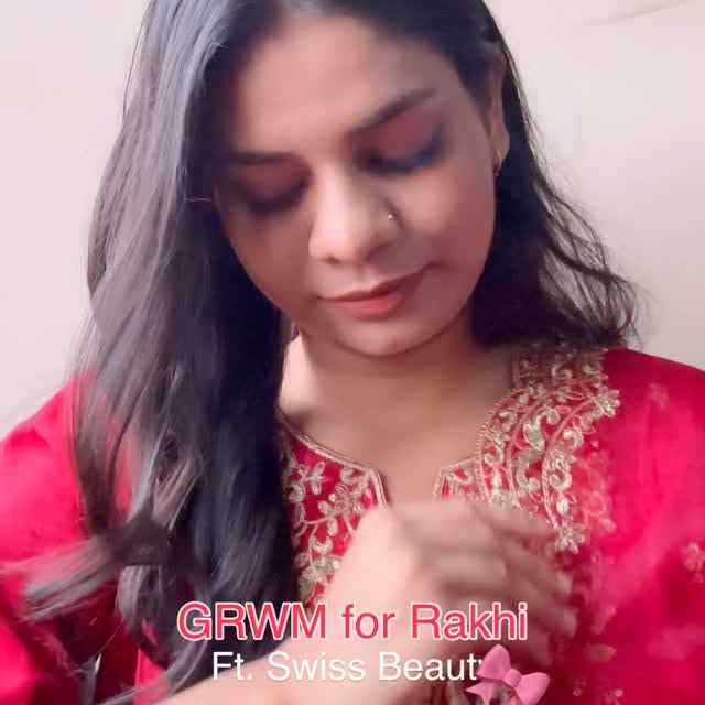 Instagram post by @pandeyshruti06 for Nykaa. Caption reads: GRWM for Rakhi ft. @officialswissbeauty x @mynykaa....