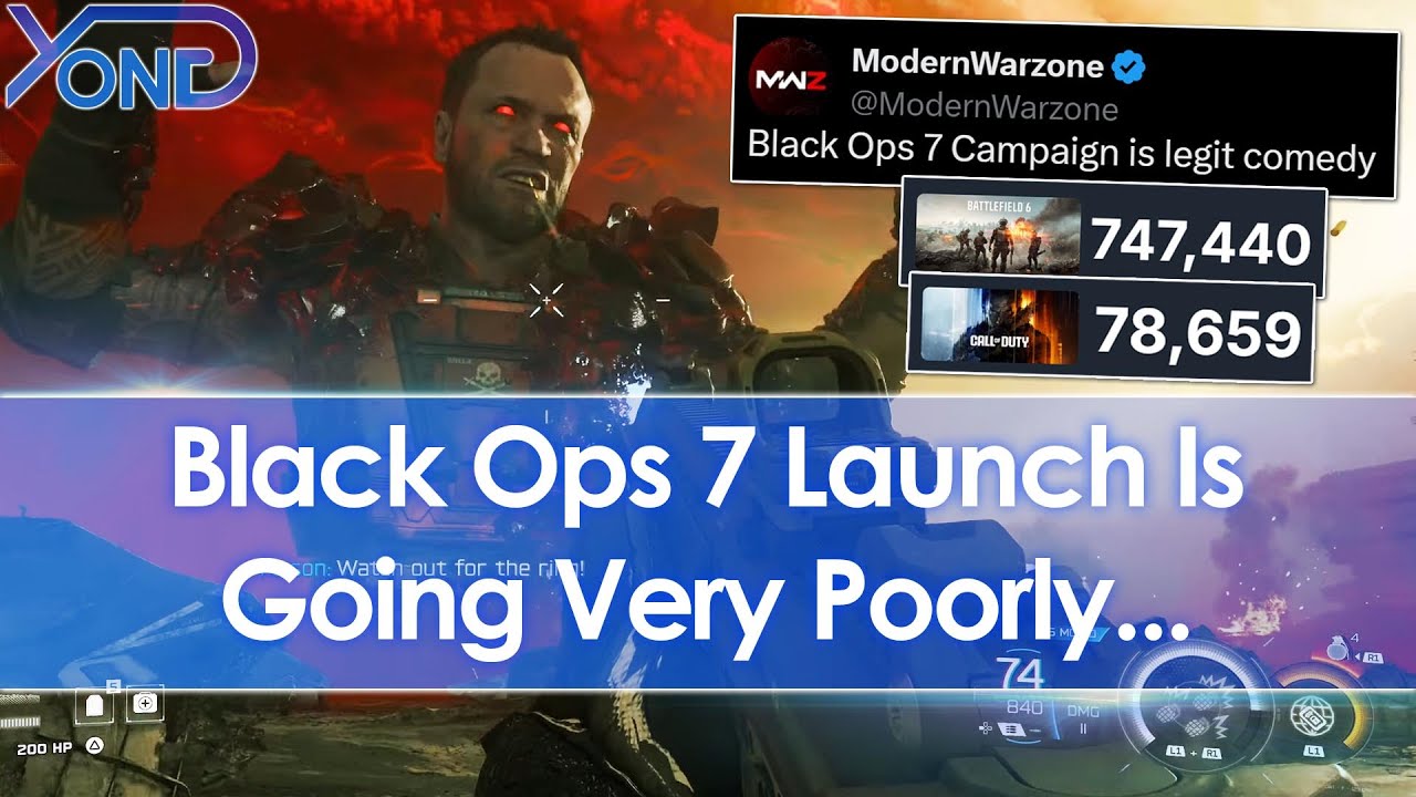YouTube post by @YongYea for IGN. Caption reads: Internet Mock Black Ops 7's Comical Campaign,....