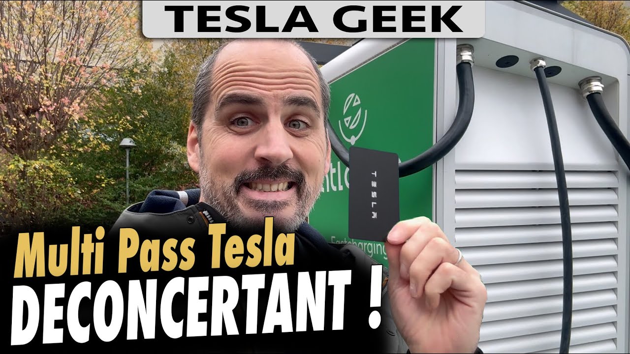 YouTube post by @TESLAGeek for EcoFlow. Caption reads: I'm testing the TESLA Multi-Pass: surprised and....