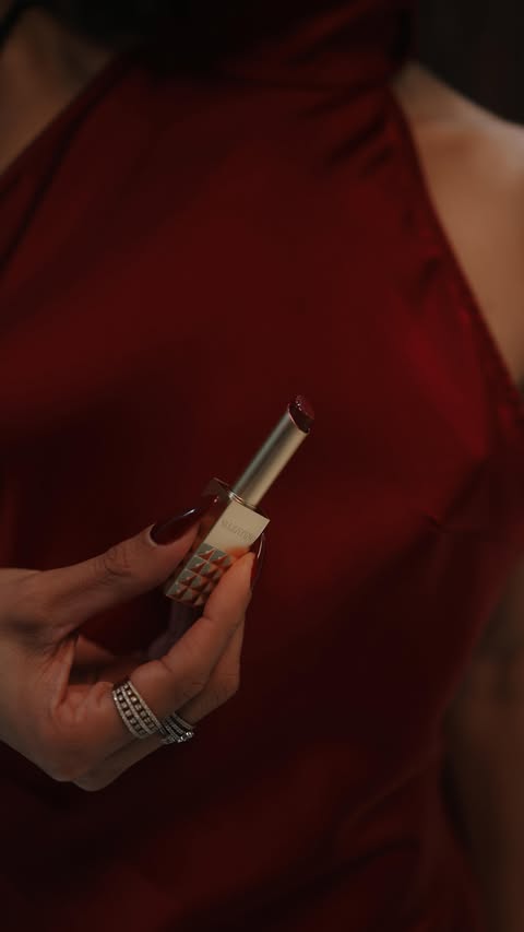 Instagram post by @cyntheaf for Valentino Beauty. Caption reads: Your favorite shades for this 2026🫦✨ Each shade....