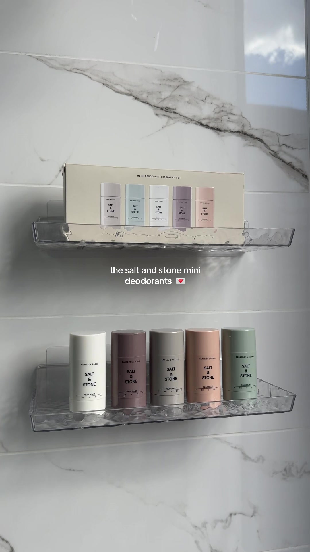 TikTok post by @gracesynod_ for SALT & STONE. Caption reads: [...] purse sized deodorants by @SALT & STONE and....
