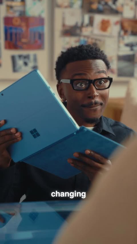 Instagram post by @tommy.4k for Microsoft Surface. Caption reads: #SurfacePartner The 13 inch @surface Pro is built....