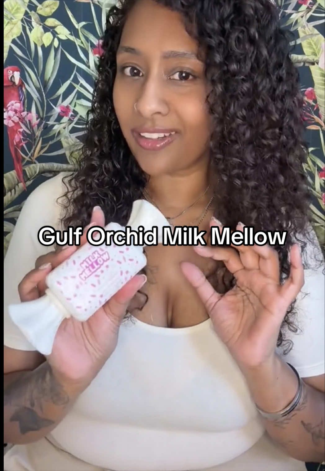 TikTok post by @hematalksperfume for Gulf Orchid. Caption reads: @Gulf Orchid Fragrances Milk Mellow 🍬🥛 Want to....