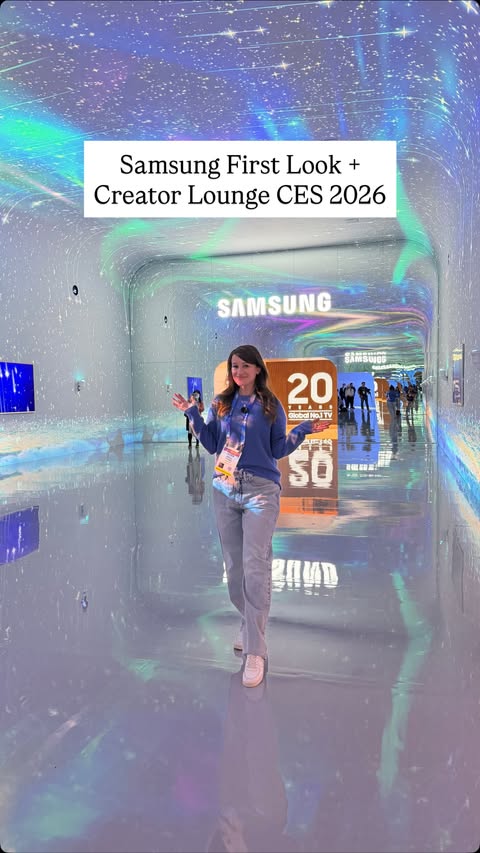 Instagram post by an influencer for Samsung Mobile USA. Caption reads: The @Samsungus #FirstLook at CES is unreal. Seeing....