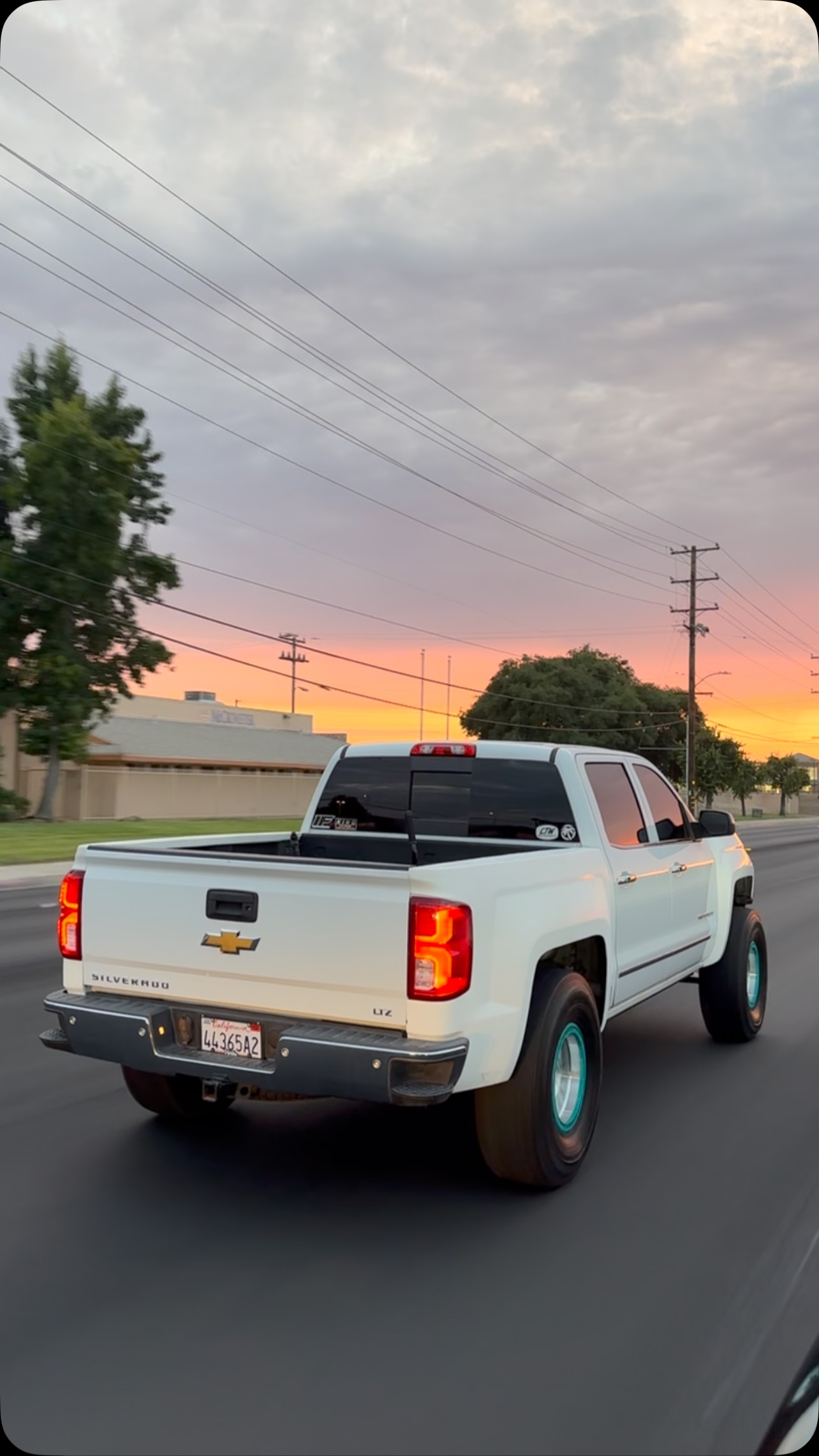 Instagram post by @fp_rado for Carven Exhaust. Caption reads: The sunset was a paid actor 🌅 🎥:....