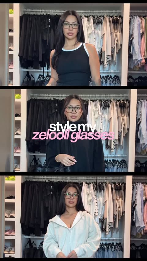 Instagram post by @evettexo for Zeelool. Caption reads: One outfit change at a time ✨ which frames are....