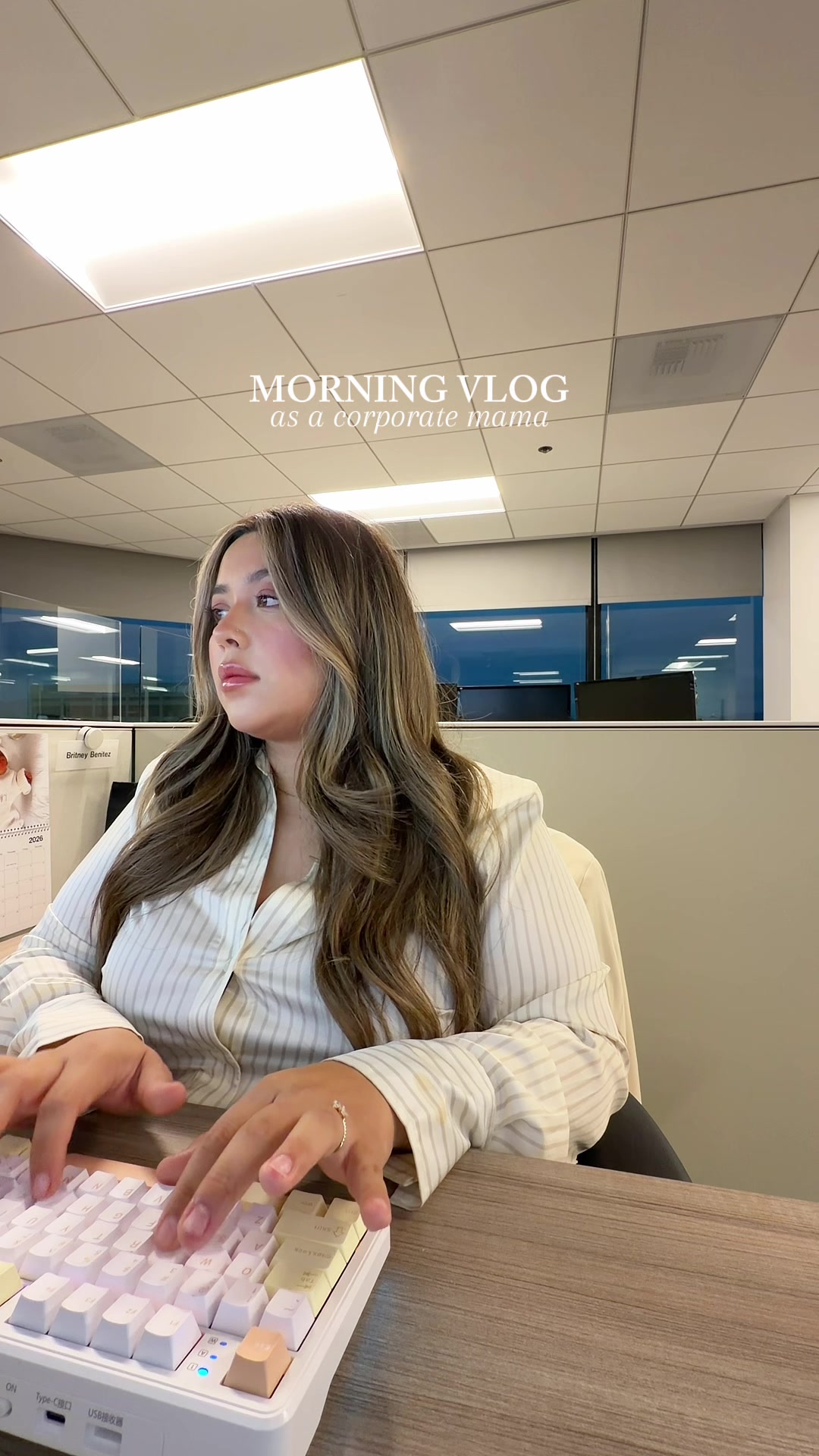 TikTok post by @britneydelsol for Sally Hansen. Caption reads: typing with short nails puts me in a flow state....